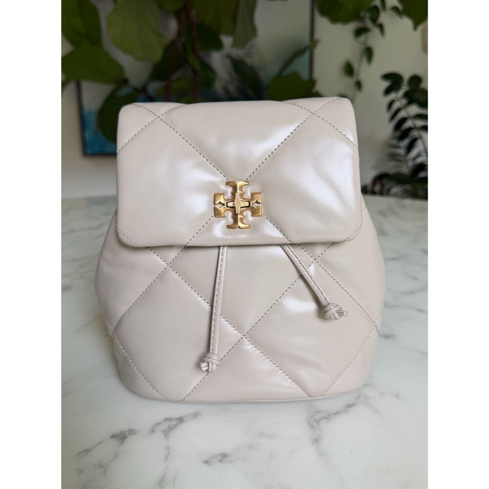 Tory Burch Mini Kira Diamond Quilt Backpack Light Stone Leather